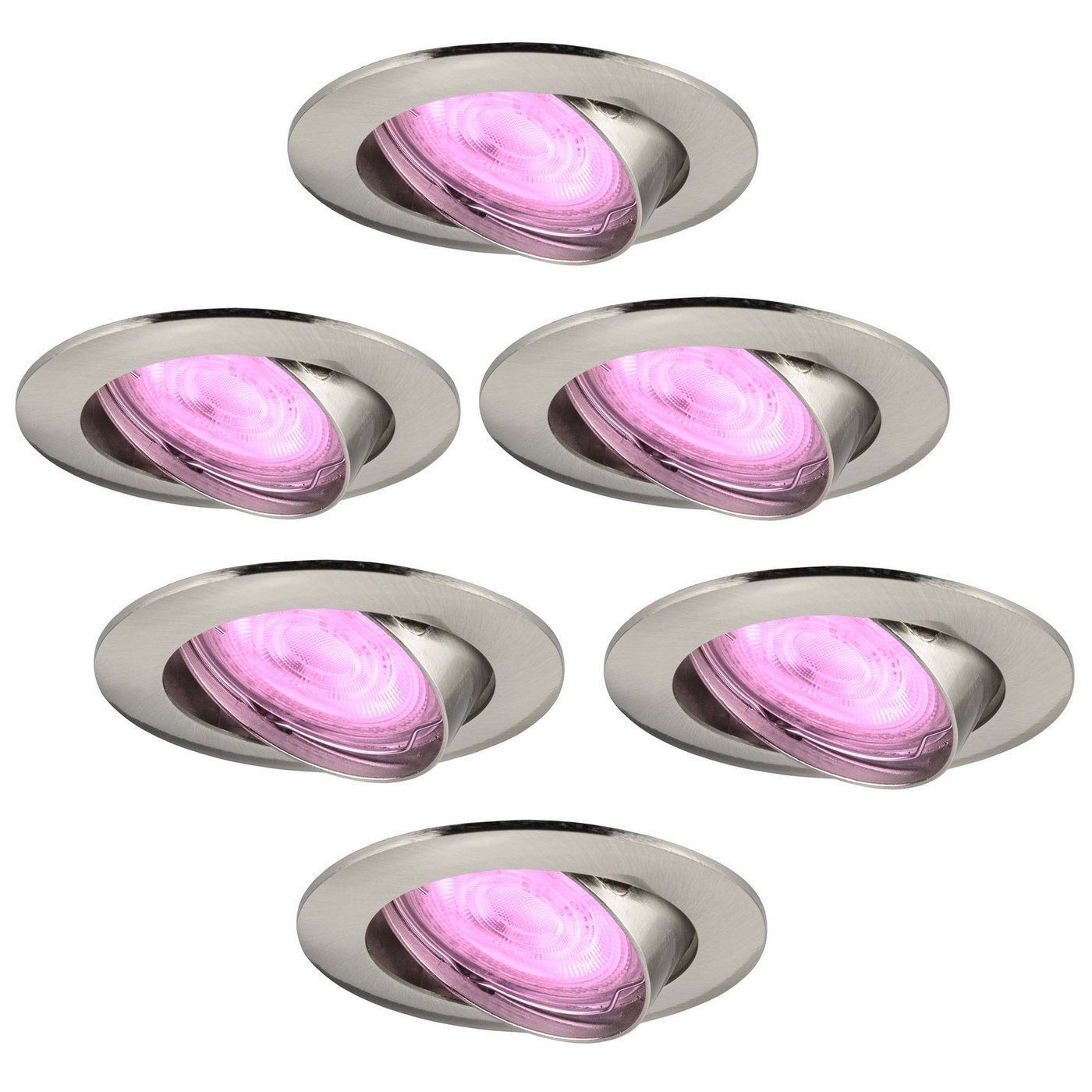 6x Lampy Wpuszczane w Sufit - inteligentne oświetlenie - Amsterdam - ściemniane - RGBWW - Stal Nierdzewna