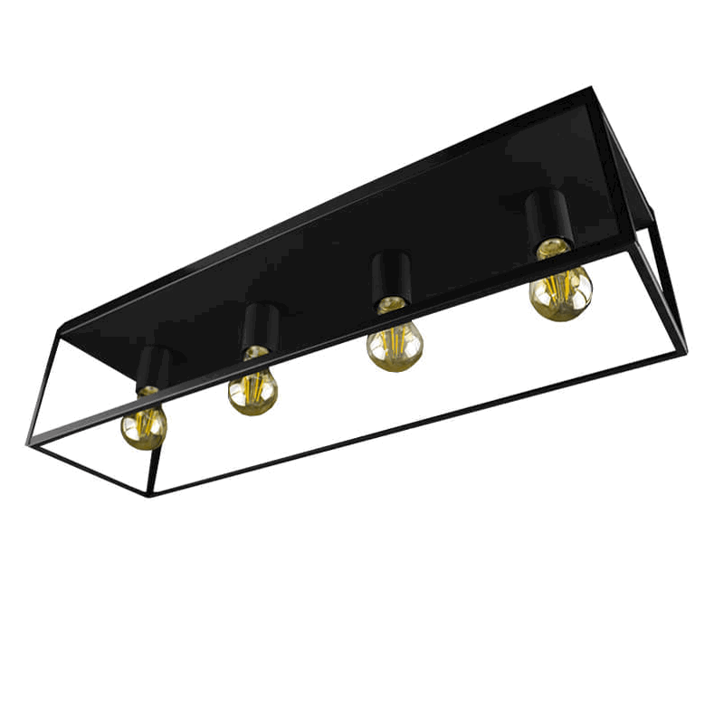 Lampa Sufitowa LED - Leduxa - Czarny - Kwadrat - 4x Żarówka E27 - 16W 