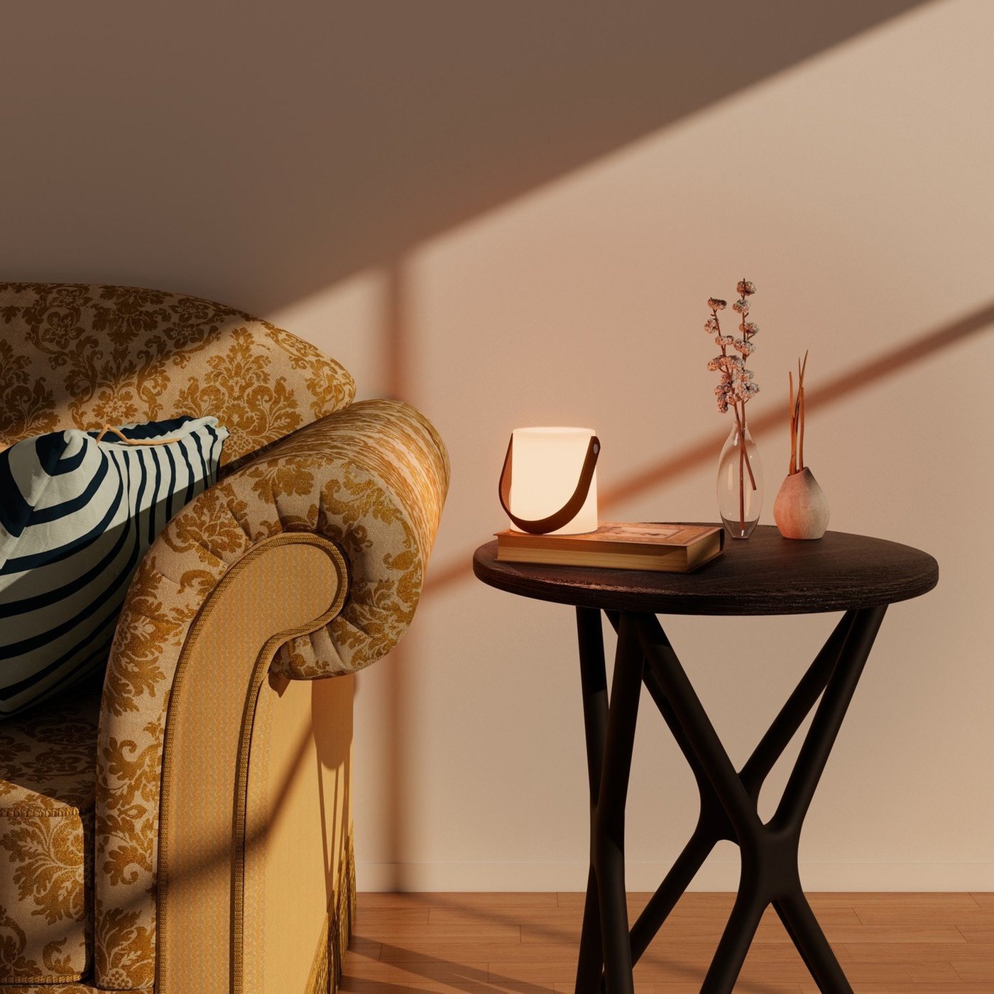 LED Tischlampe mit Batterien - Kabellos - Glas