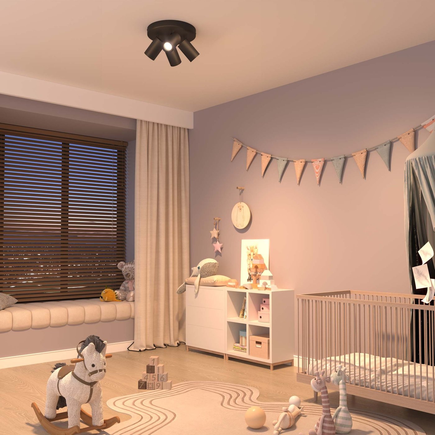 Ledvion - LED Plafondspot, Zwart 4-lichts, Dimbaar, 5W, RGBWW