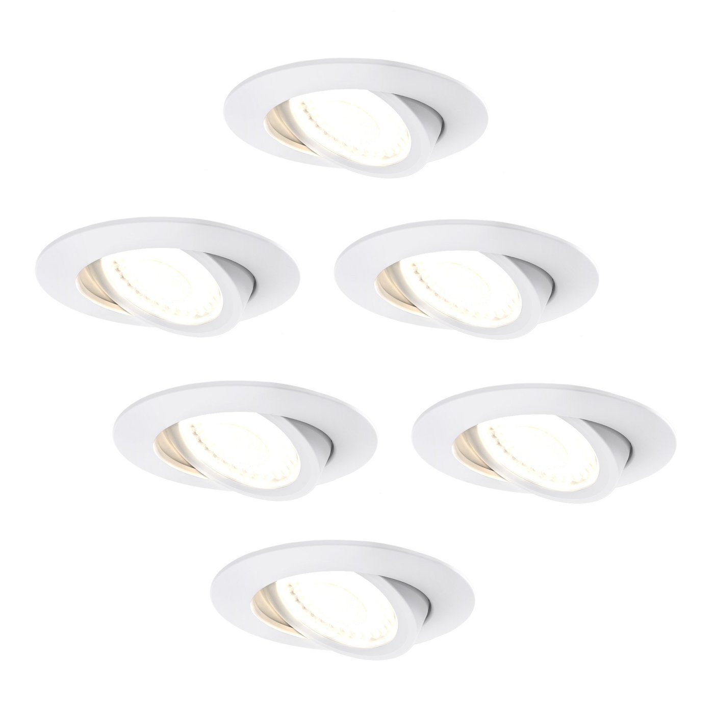 6x LED Inbouwspots dimbaar - Dim to Warm - CCT (Lichtkleur instelbaar) - 5W/7W - IP65 - Wit - Kantelbaar - Aluminium - 5 jaar garantie