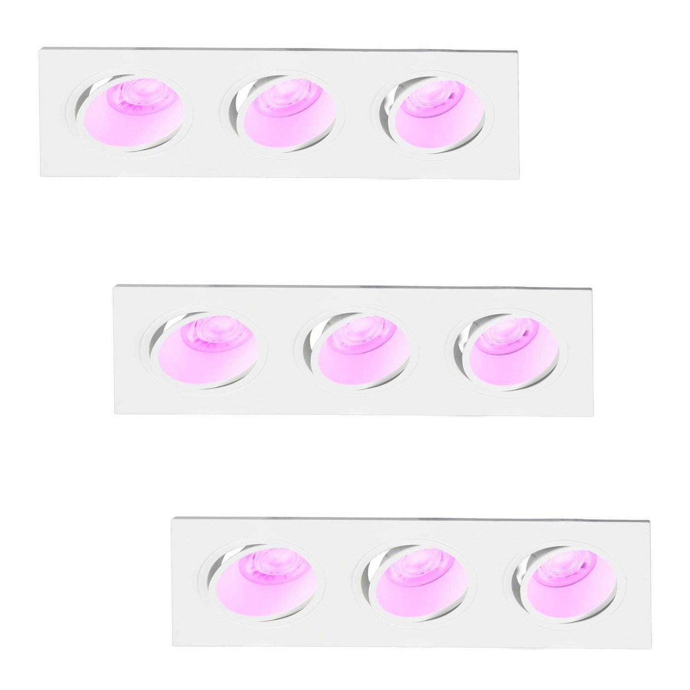 Smarter LED-Einbauspot Dreifach - Rechteck - RGB+CCT - Wit