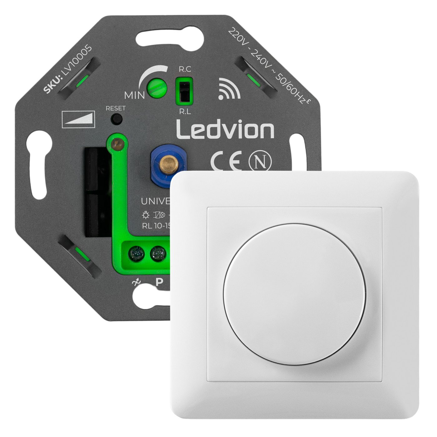 Ściemniacz LED Wifi - 5-250W - 220-240V - Odcięcie fazy - Uniwersalne - Kompletny - Biały