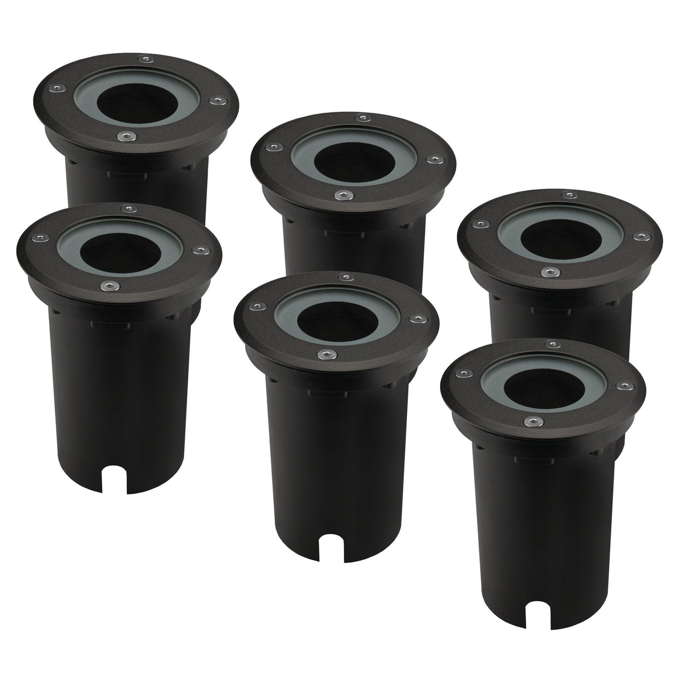 Lot de 6 Spots encastrable de sol - Noir - Ronde - IP67 - GU10 - 1m de câble