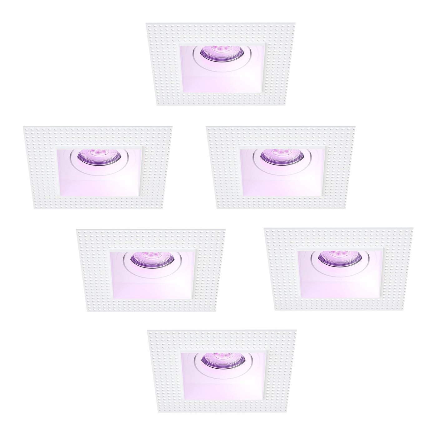LED Einbaustrahler Dimmbar - Randlos - Weiß - 4.9W - RGB+CCT - 345 Lumen - 130x130mm - 6 pack