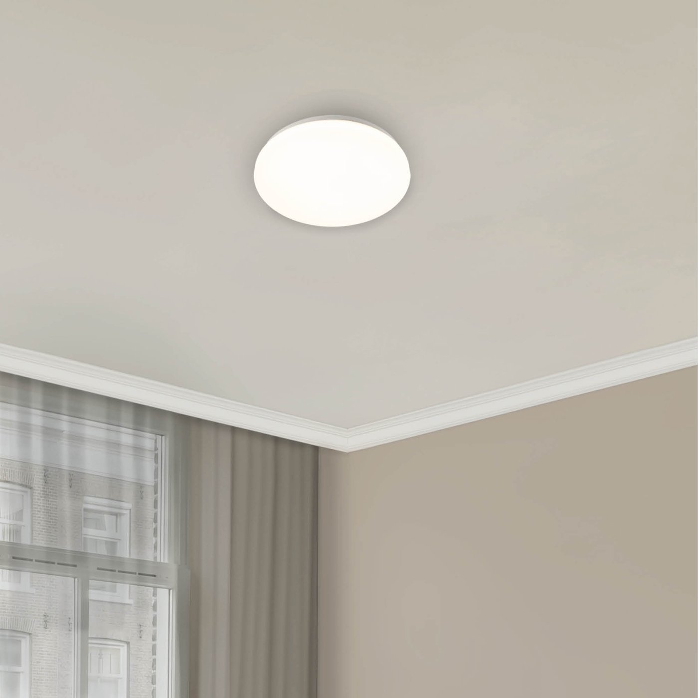 Klighten Led-plafondlamp, rond, 56 W, 3500 lumen, metalen design, moderne plafondlamp, voor hal, slaapkamer, keuken, woonkamer, 48 cm, warm wit, 3000 K, wit