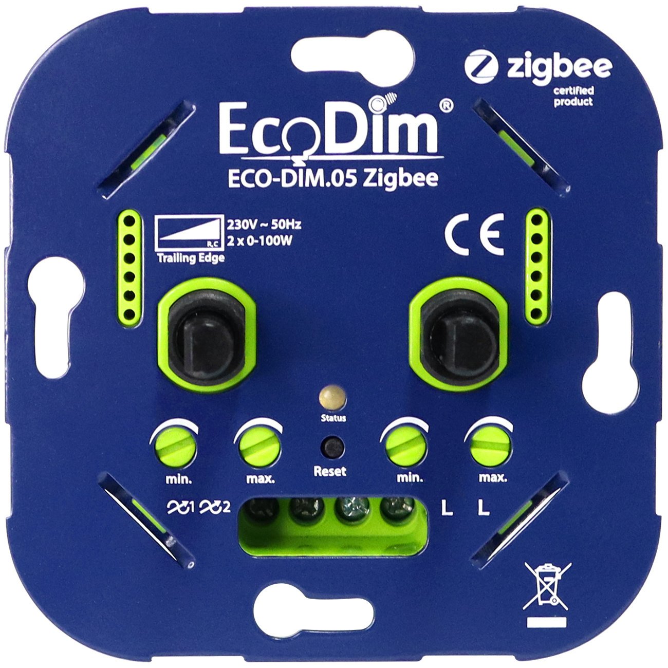 Inteligentny ściemniacze LED Zigbee Duo do wbudowania 2x 0-100 W 220-240 V - odcięcie fazy