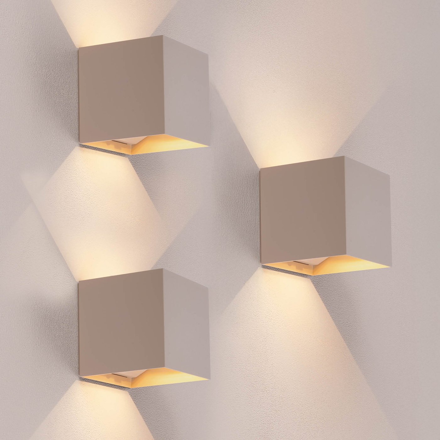 3x  LED Wandleuchte USB Aufladbar mit Sensor - Beige – Kabellos – 4400 mAh Akku – Für den Innen- und Außenbereich geeignet
