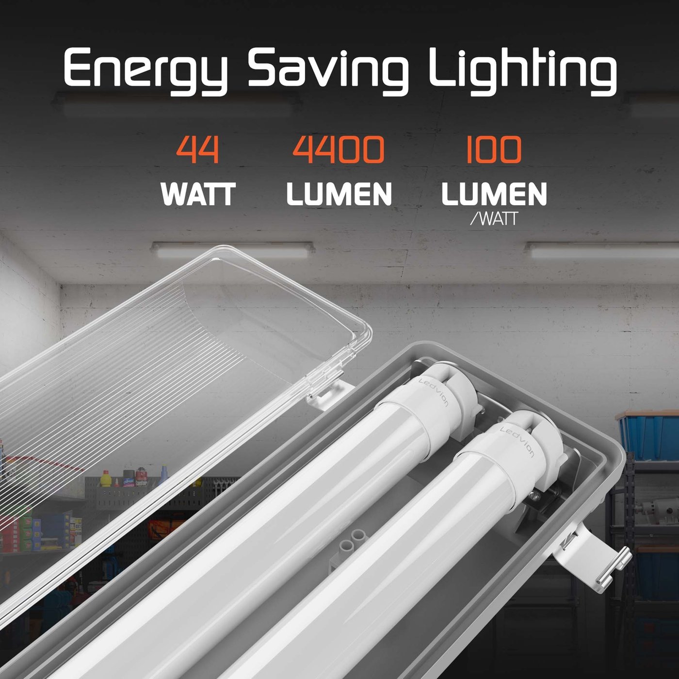 HOFTRONIC 2 Pack LED TL Armatuur 150cm - 48W 5760 Lumen IP65 Waterdicht - Neutraal Wit 4000K