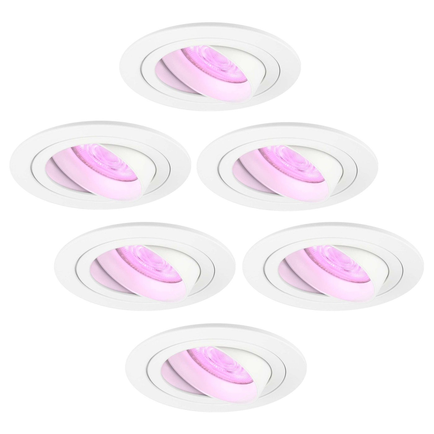 Smart LED Einbaustrahler Weiß - Tokyo - Smart WiFi - Dimmbar - RGB+CCT - 6 Pack