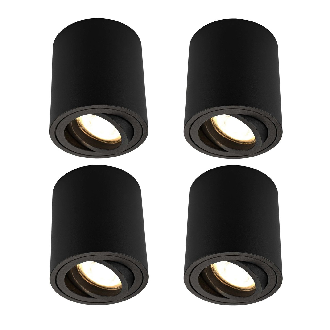 4x Oprawy Sufitowe Natynkowe - Okrągłe - Czarne - ściemniane - 3W - 2700K - IP20