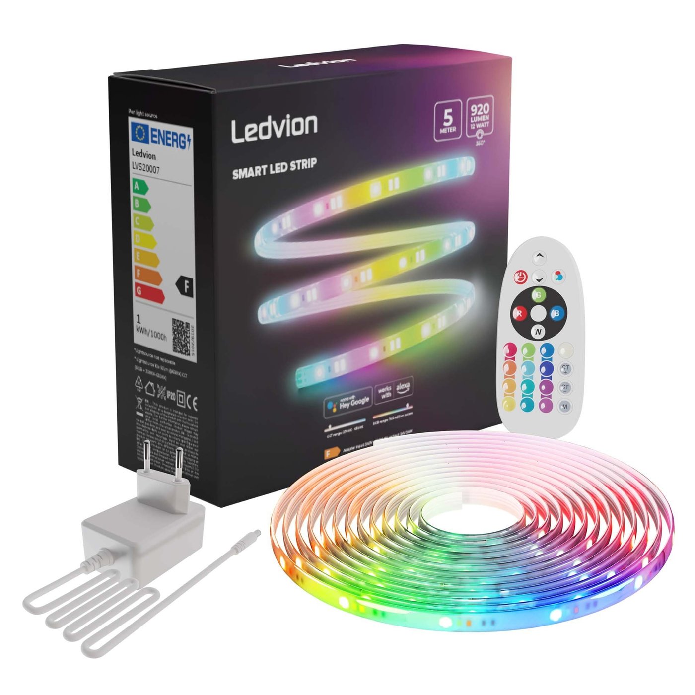 Smart Striscia LED - 5 Metri - RGB + CCT - 24V - 12W - Pronto all'uso