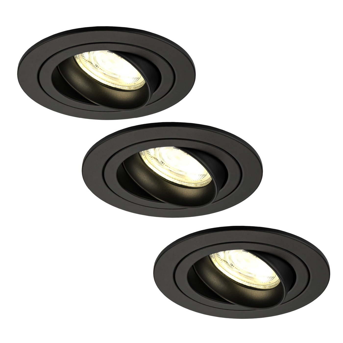 3x Lampy Wpuszczane w Sufit - Czarne - Tokio - ściemniane - 3W - 2700K - ø92mm
