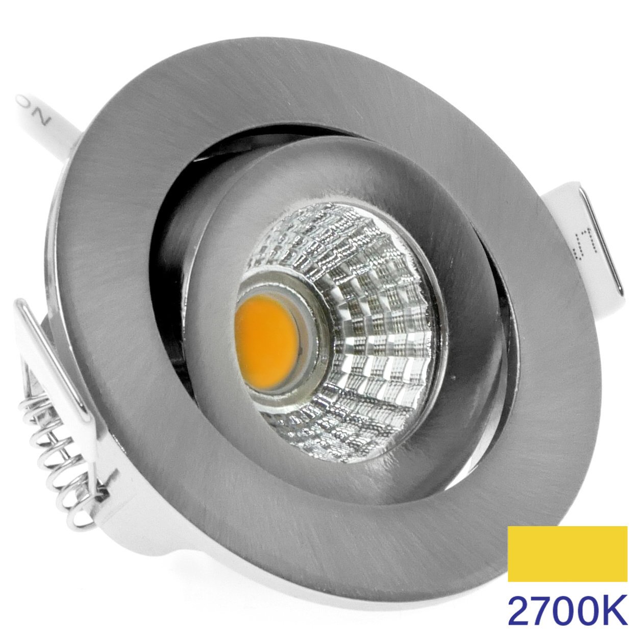 Oczka sufitowe LED nikiel - 5W - IP54 - 2700K - uchylny