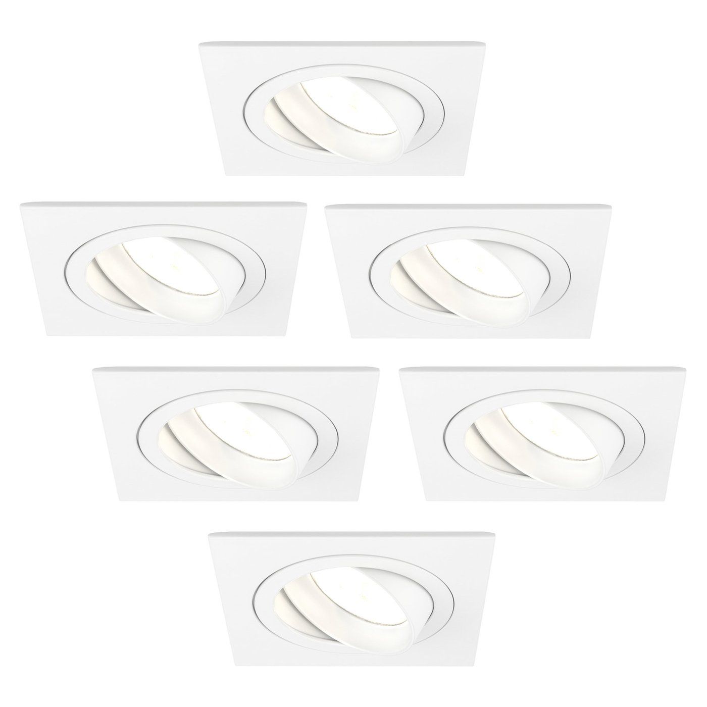 6x Lampy Wpuszczane w Sufit - Białe - Seville - ściemniane - 3W - 2700K - ø92mm - Kwadratowy