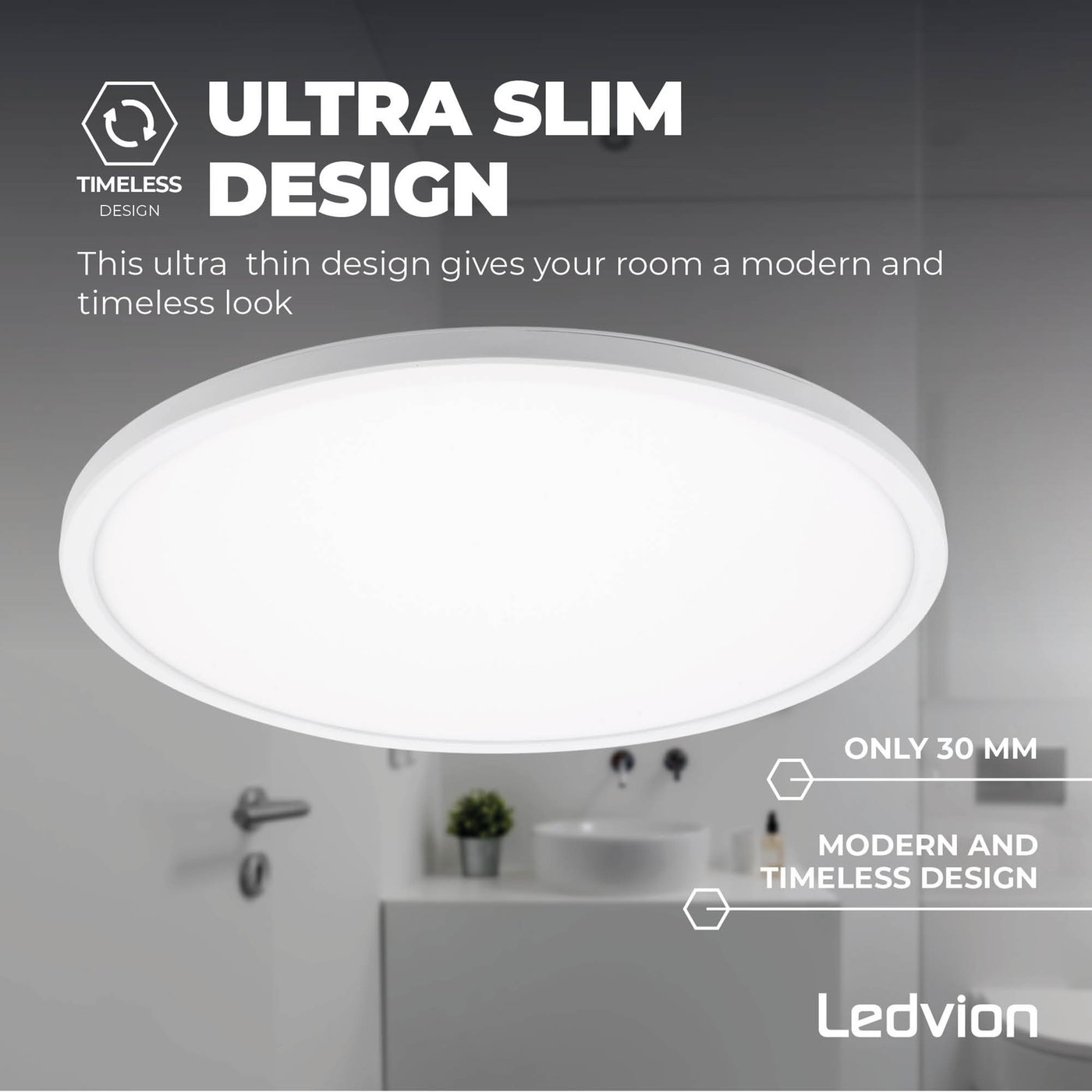 Plafoniera LED Rotonda 24W 5000K – Ultra Sottile 29×2,5 Cm, Per Bagno, Cucina, Camera, Con Elevato CRI