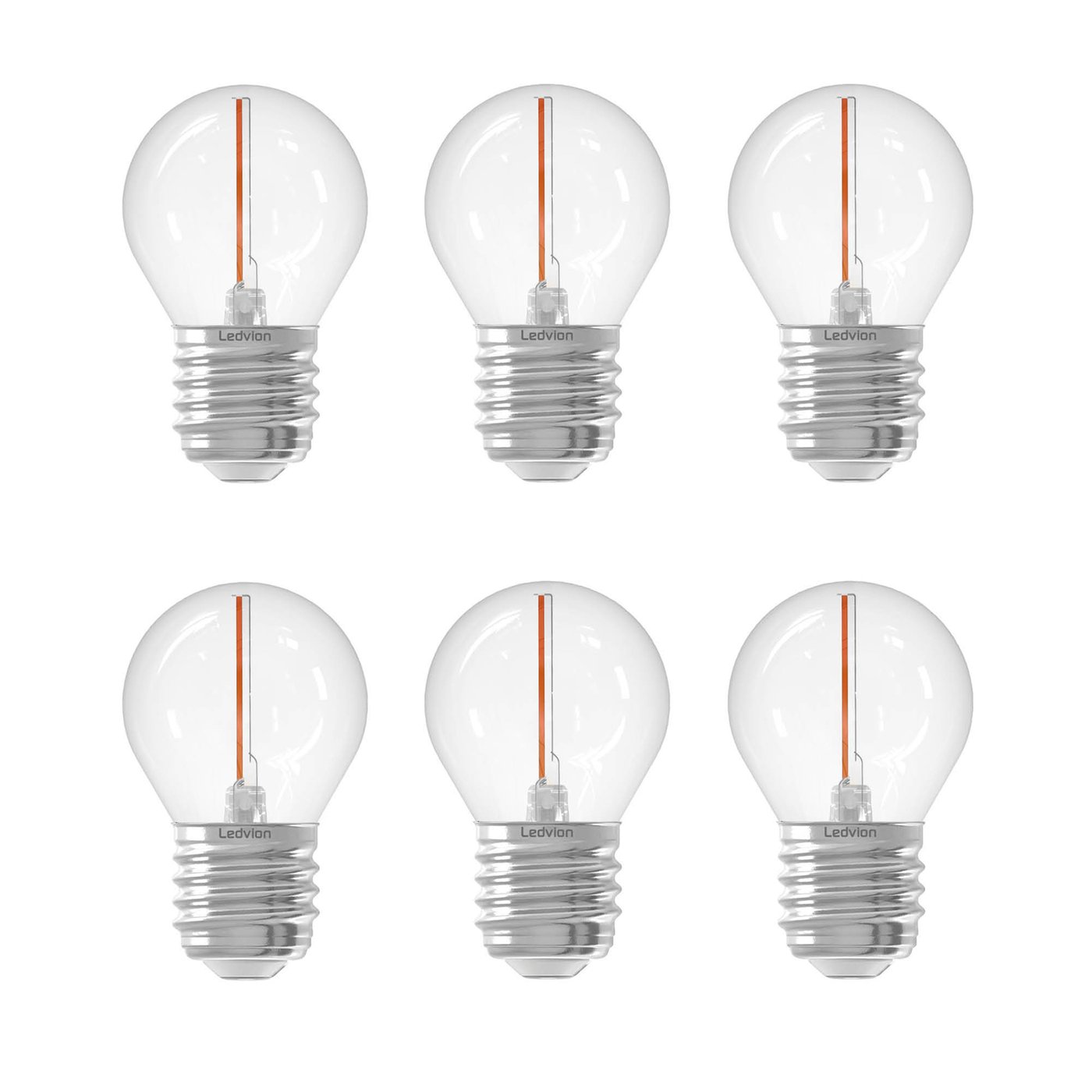 6x Żarówka LED Filament E27 - 1W - 2100K - 50 Lumenów - Naturalna