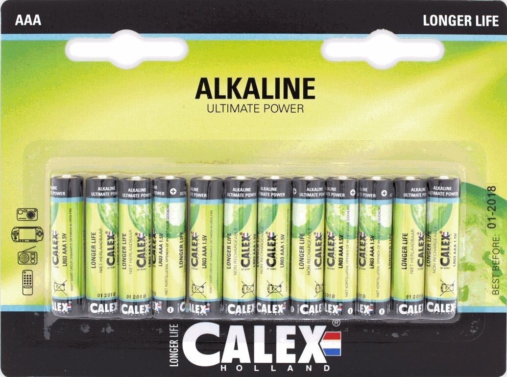 12x Calex Batterie Alcaline AAA - LR03 1.5V