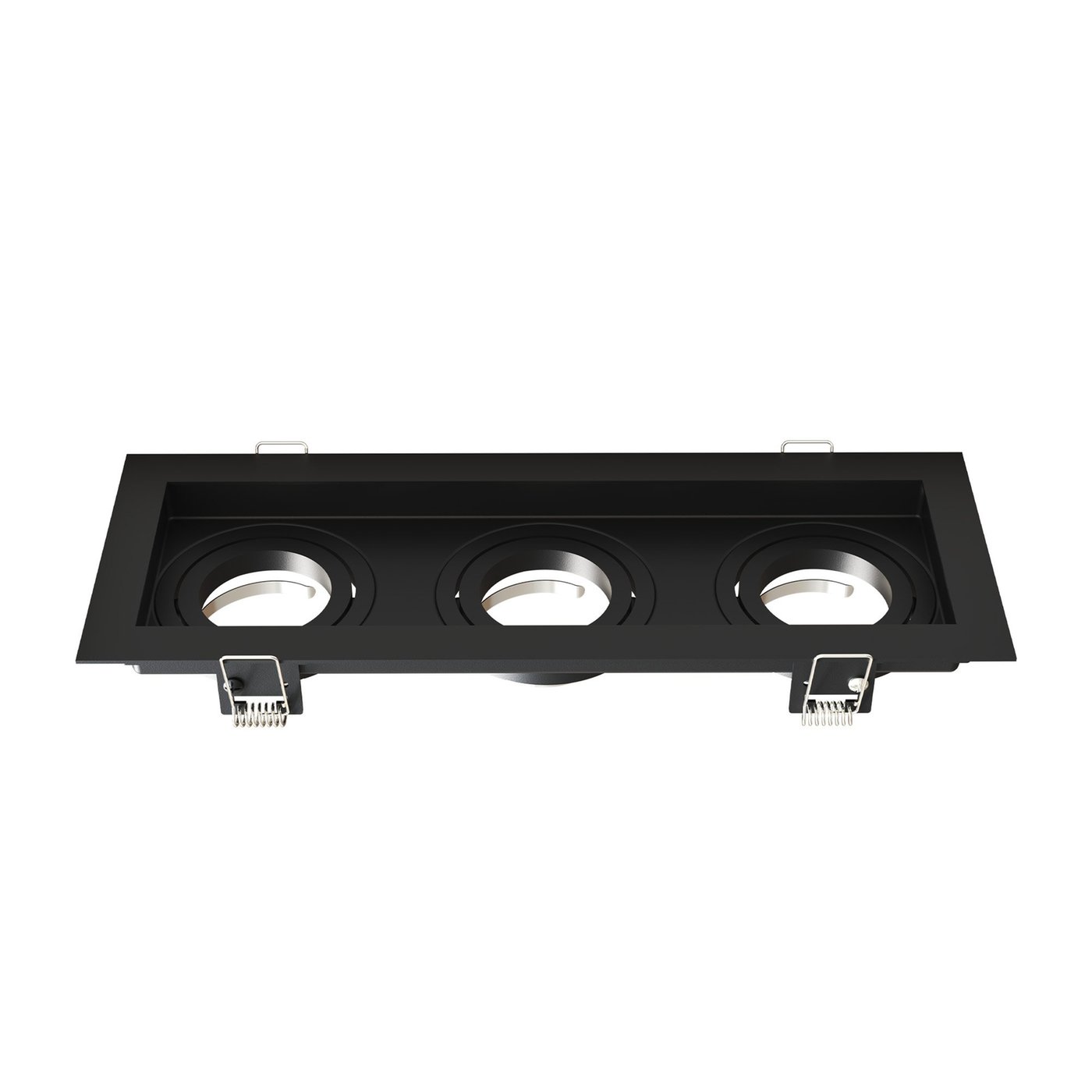 Spot Encastrable LED - Dimmable - Noir - Triple - Rectangle - Raccord GU10 - 270x100 mm