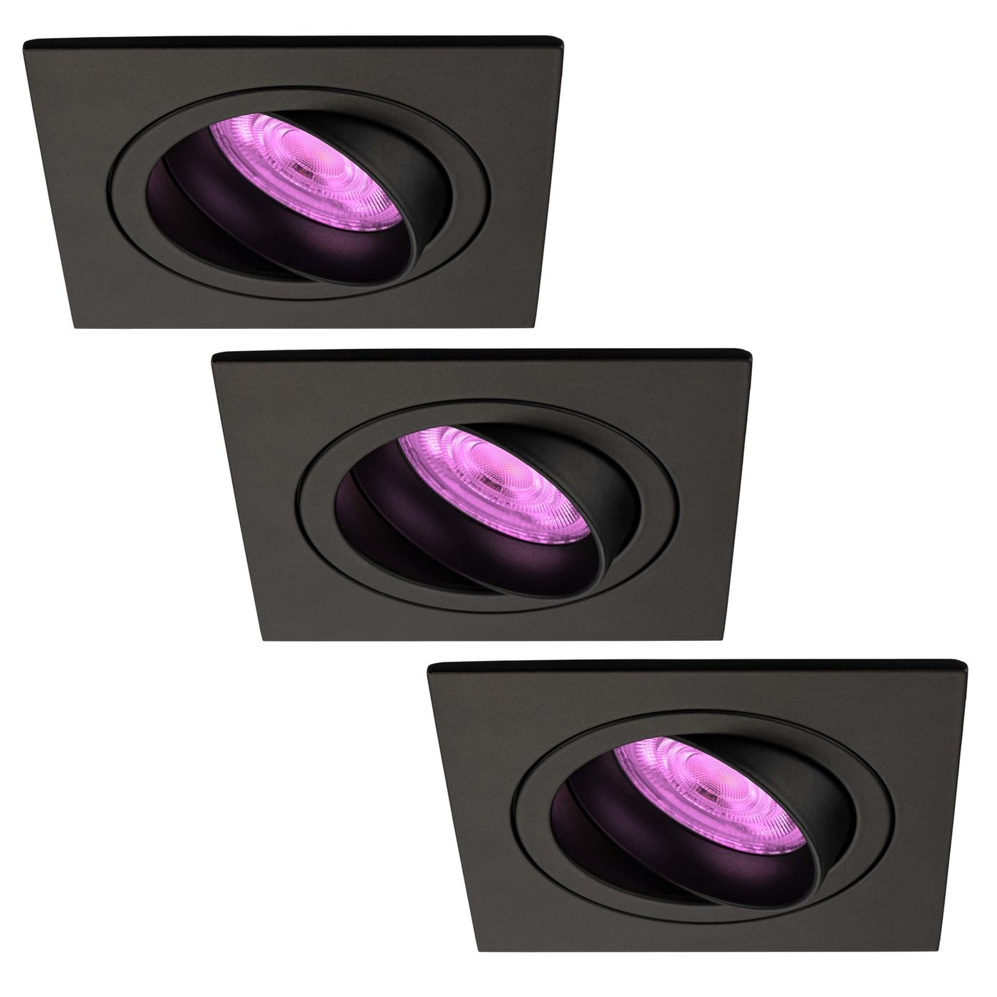3x Lampy Wpuszczane w Sufit - inteligentne oświetlenie - Seville - ściemniane - RGBWW - Czarne