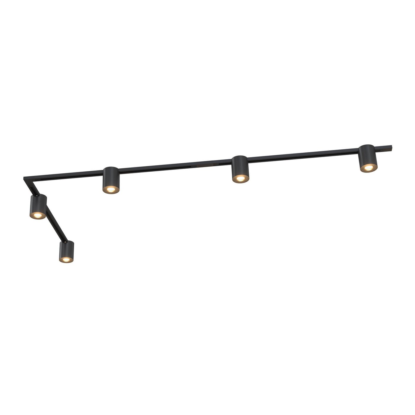 3m LED Schienensystem - 5 Aufbauspots - Dimmbar - 1-Phasen - Schwarz