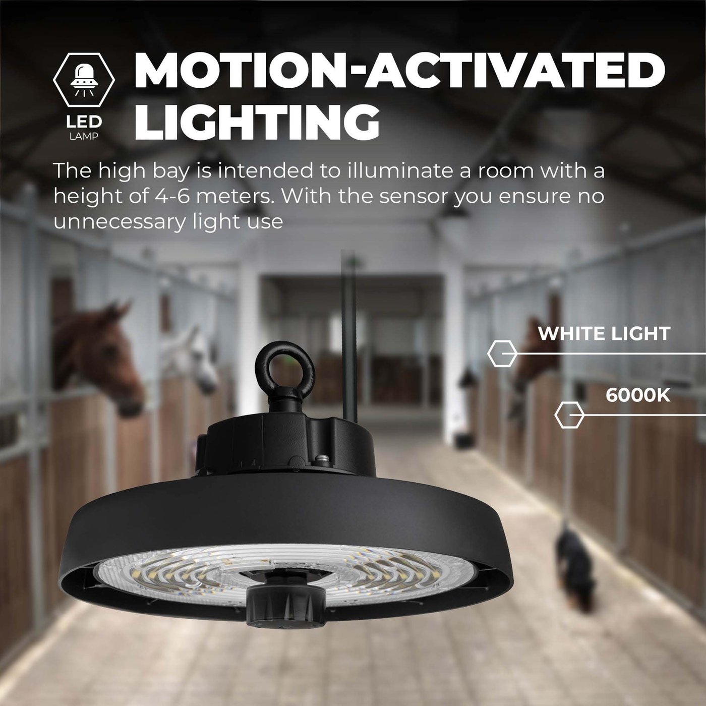 QM100E2Y-2HB New with Warranty QM100E2Y2HB　並行輸入品 High Bay LED lamp 100W with Sensor \u2013 Energy Class A - 120° - 192lm⁄W -  6000K - IP65 - Dimmable - 5 Year Warranty