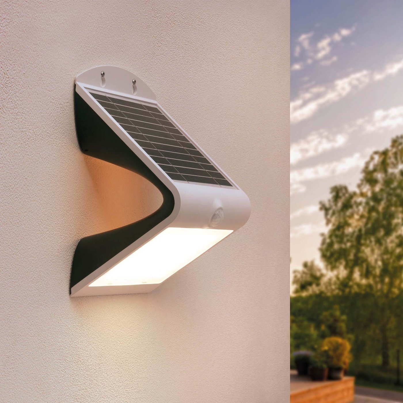 Solar Wandleuchte mit Bewegungssensor - Weiß - 4W - 3000K