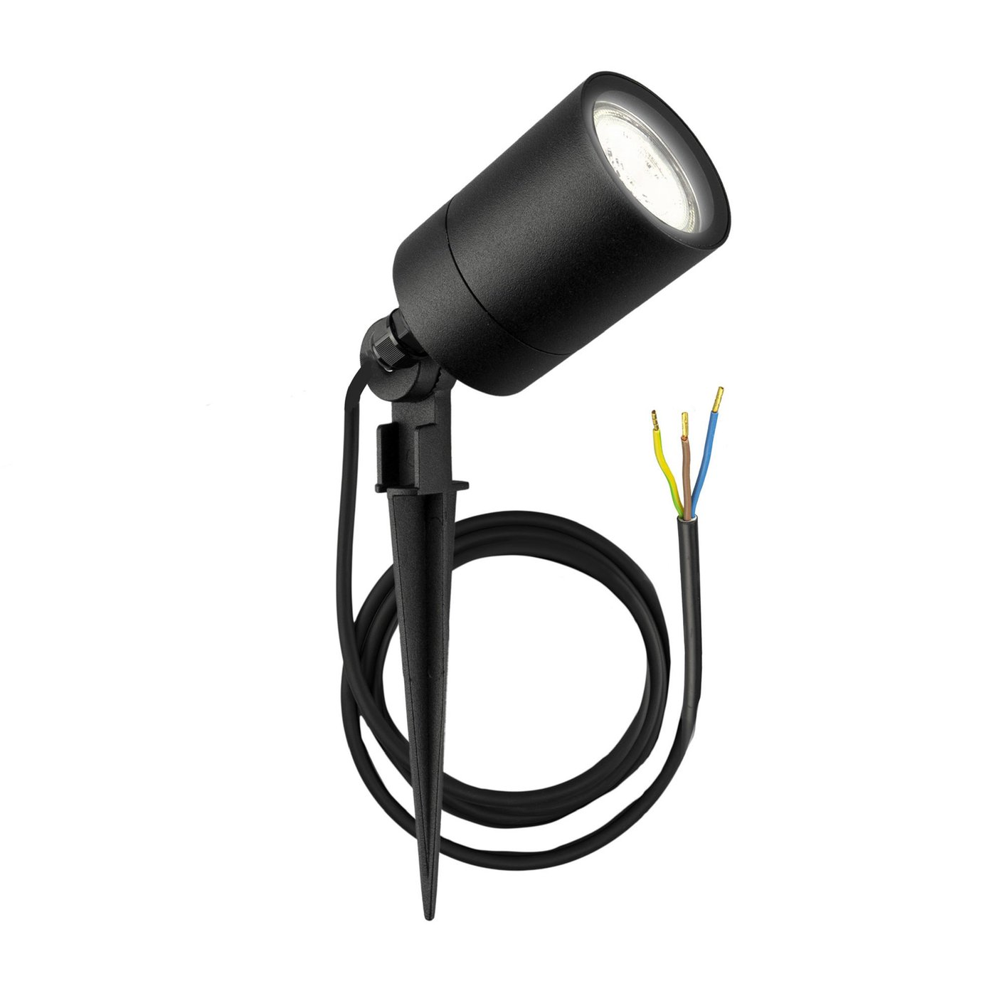 2x LED Prikspot - IP65 -  Aluminium  - 1 Meter Kabel - GU10 Fitting - Zwart