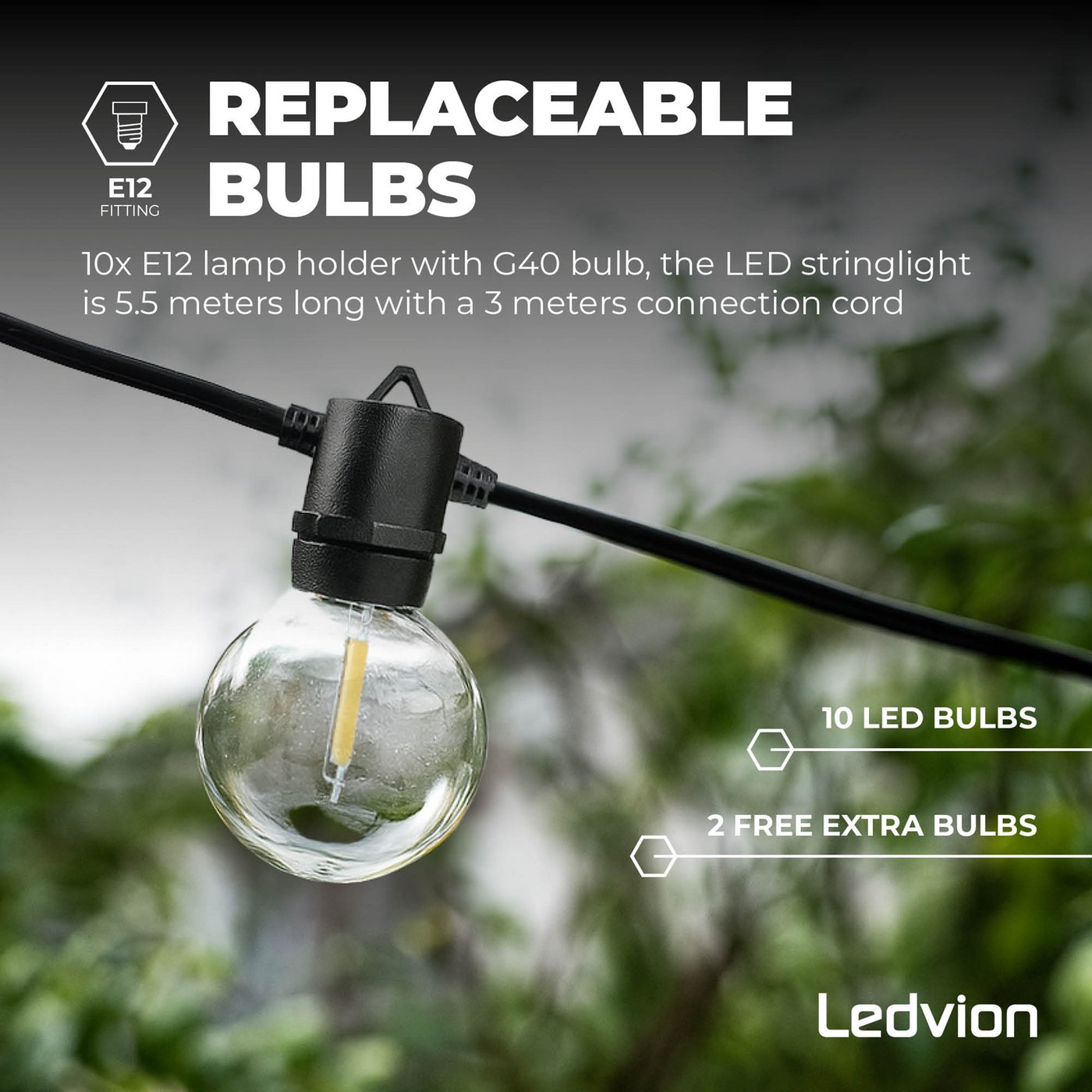 5,5m LED Lichterkette + Fernbedienung - 12V - IP54