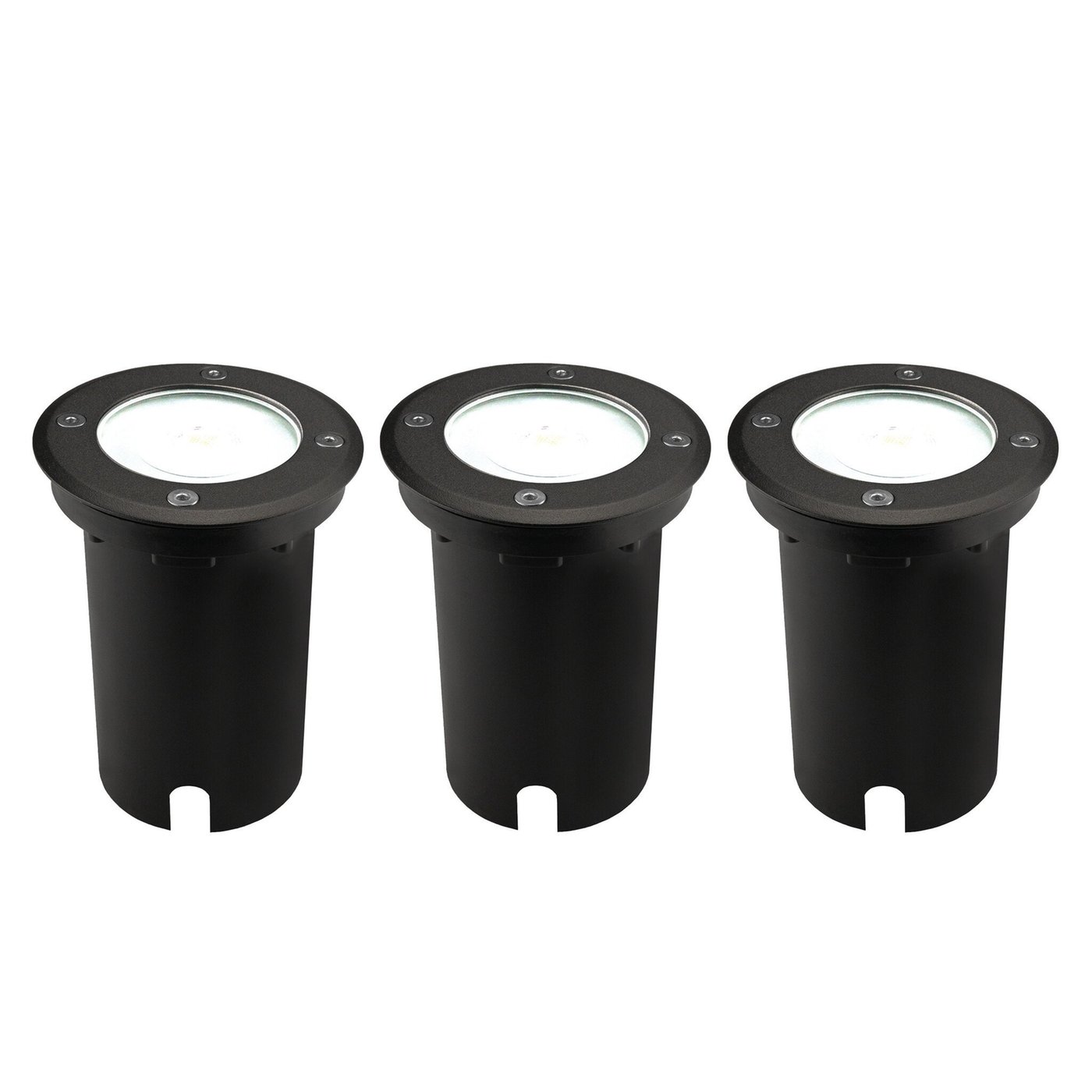 3x Zewnętrzny Lampy Najazdowe LED - Kwadratowy - Czarny - IP67 - 3W - 6500K - Kabel zasilający 1 metr