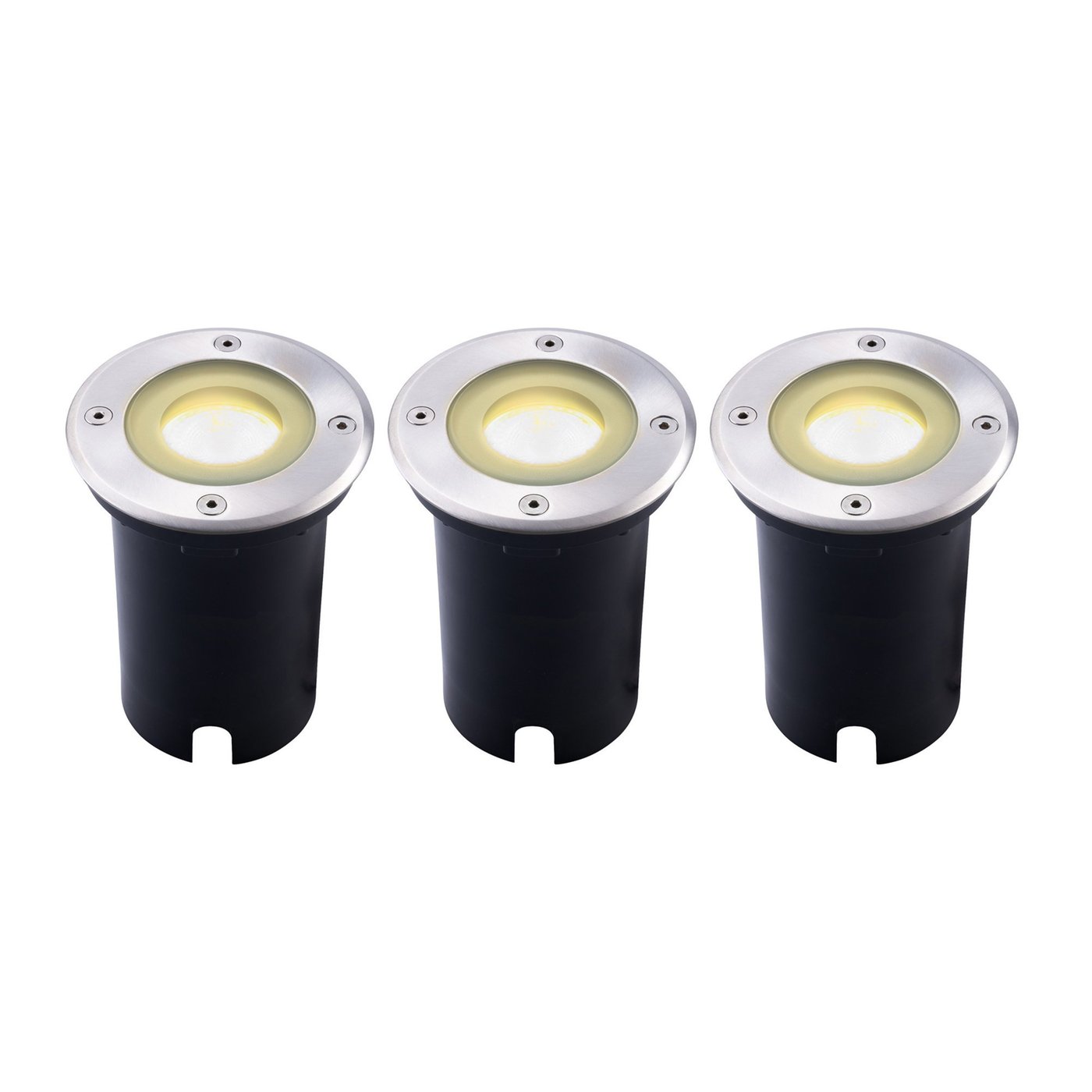 3x LED Bodeneinbaustrahler Rund - IP67 - 3W - 2700K - 1m Kabel