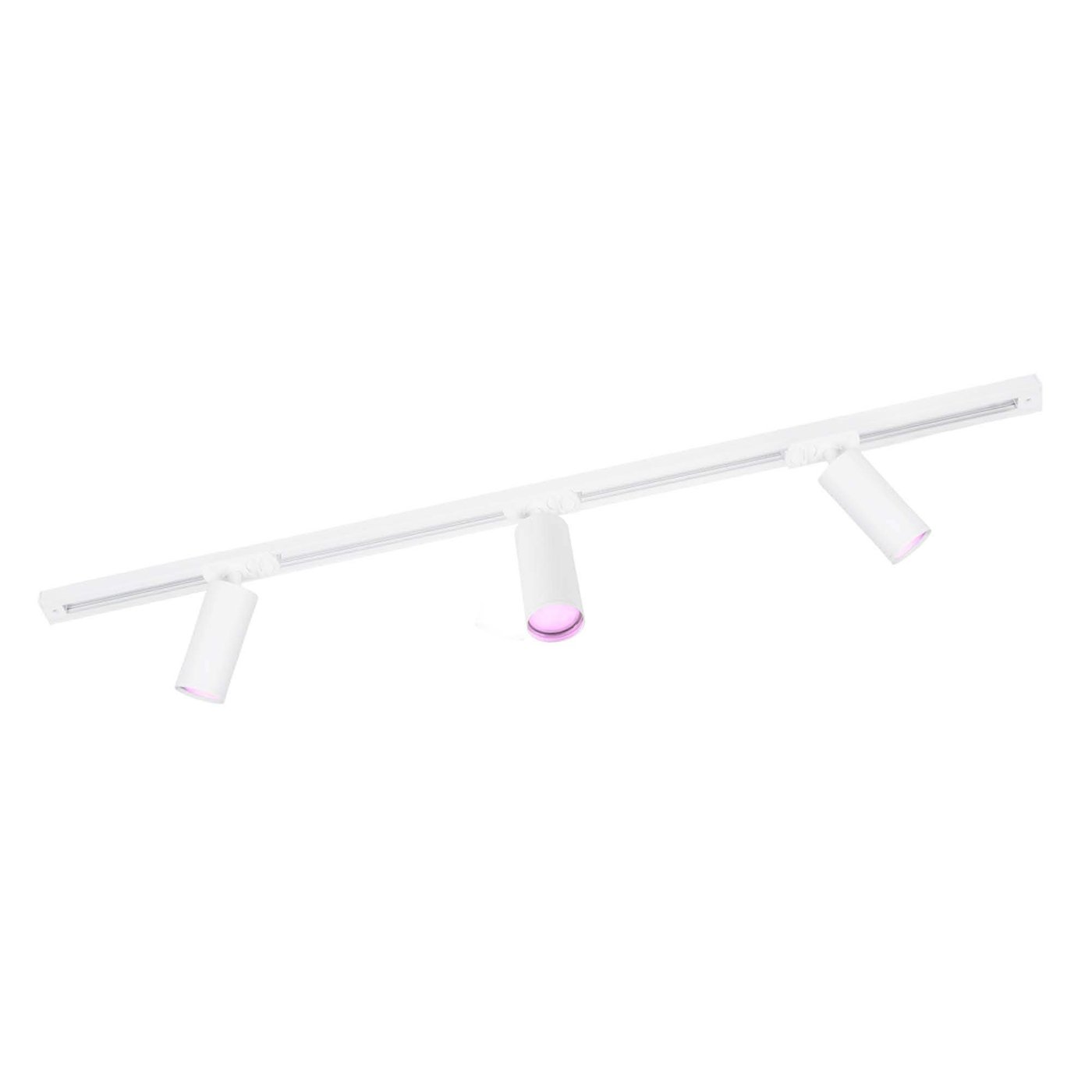 1m Illuminazione a Binario LED Intelligente - 3 Faretti GU10 - 4.9W - RGB+CCT - Dimmerabile - Binario Monofase - Bianco