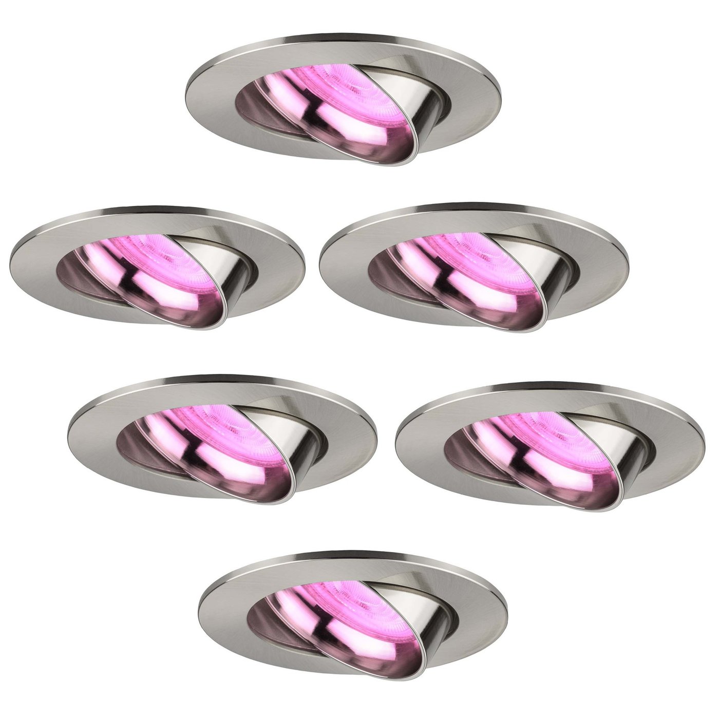 6x Lampy Wpuszczane w Sufit - inteligentne oświetlenie - Rio - ściemniane - RGBWW - Stal Nierdzewna