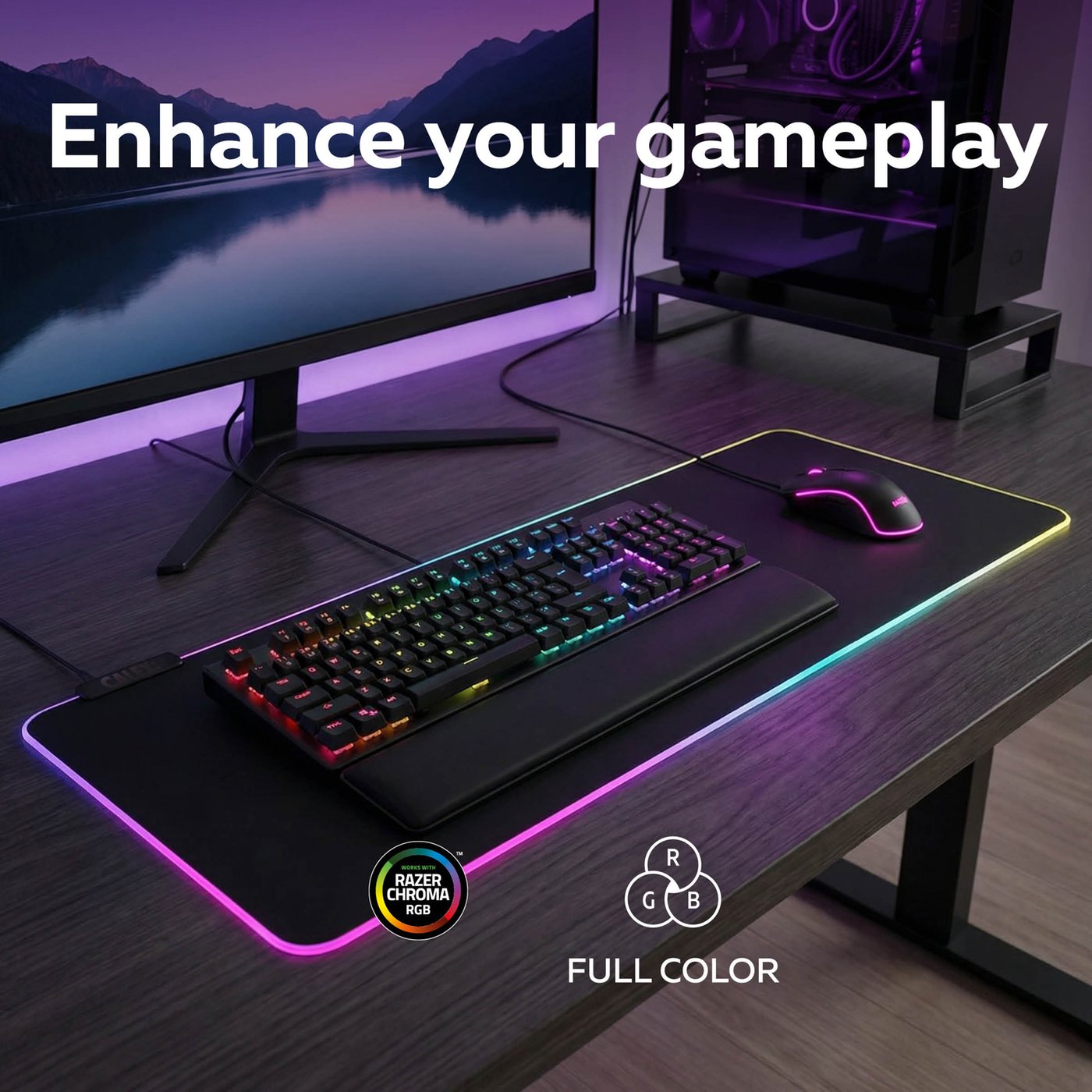 Calex Smart Gaming Tapis de Souris XXL - RGB - 90x30CM