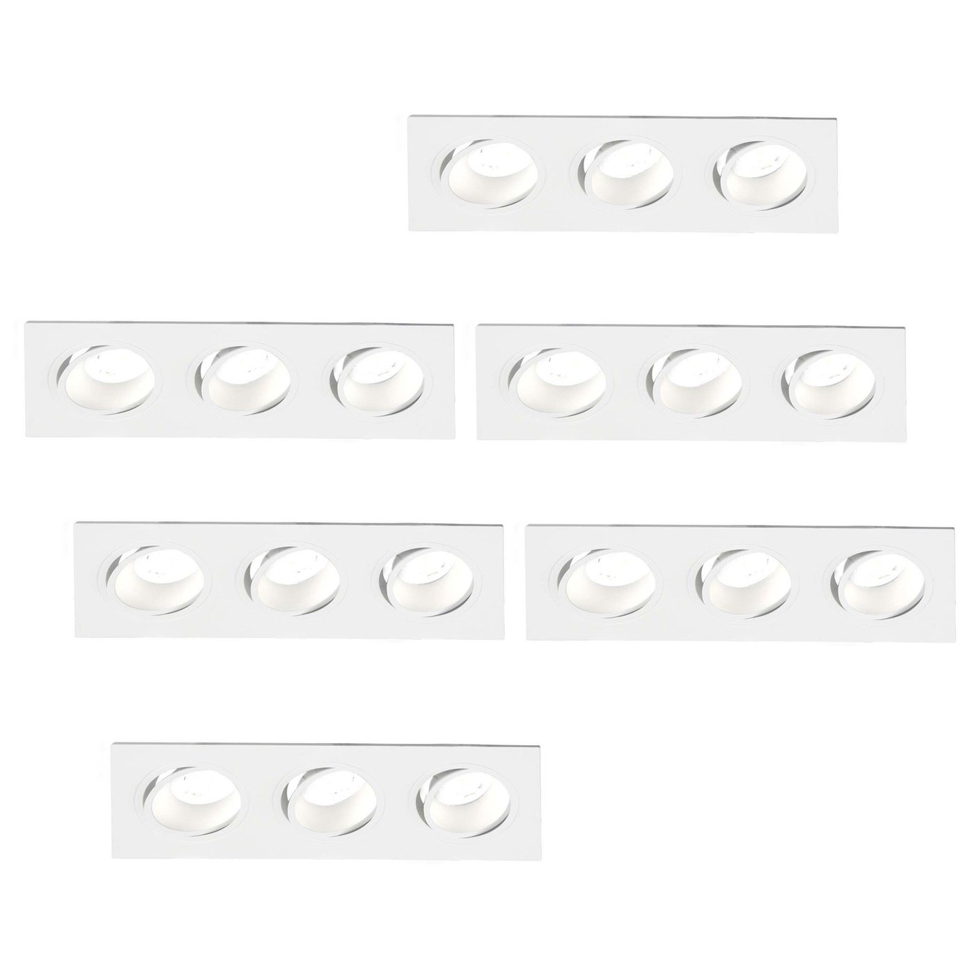 Dimmbarer LED Einbaustrahler Dreifach - Rechteck - 3W - 4000K - Weiß