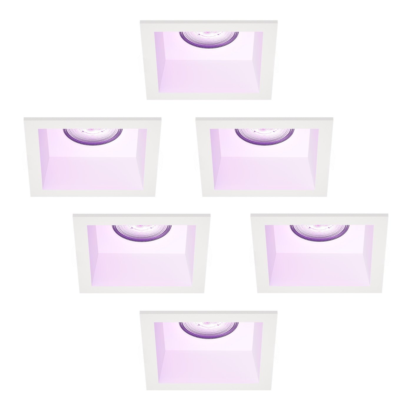 LED Einbaustrahler Dimmbar - Weiß - Quadrat - 4.9W - RGB+CCT - 345 Lumen - 85x85mm - 6 pack
