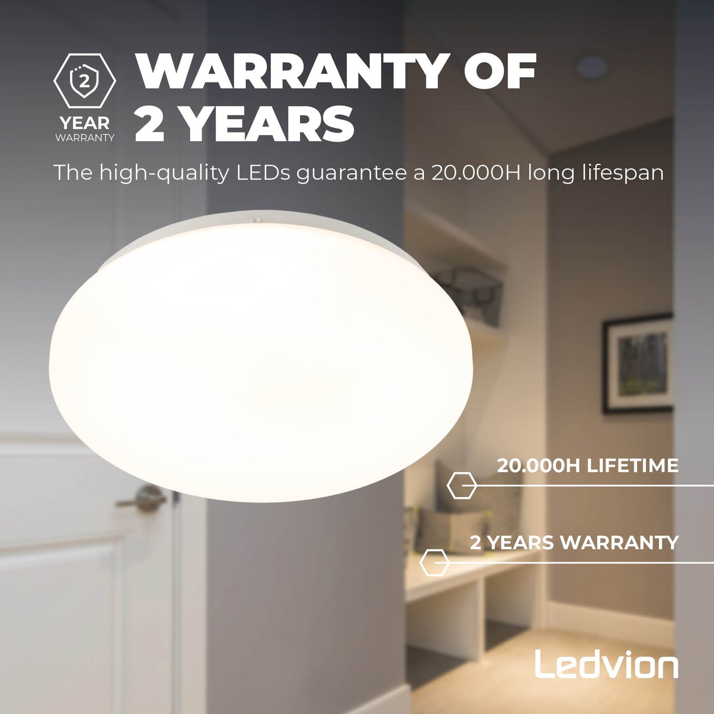 Velamp Plafoniera LED Tonda 30cm 12W - Luce Fredda 4000K, 810 Lumen, IP20 Per Interni