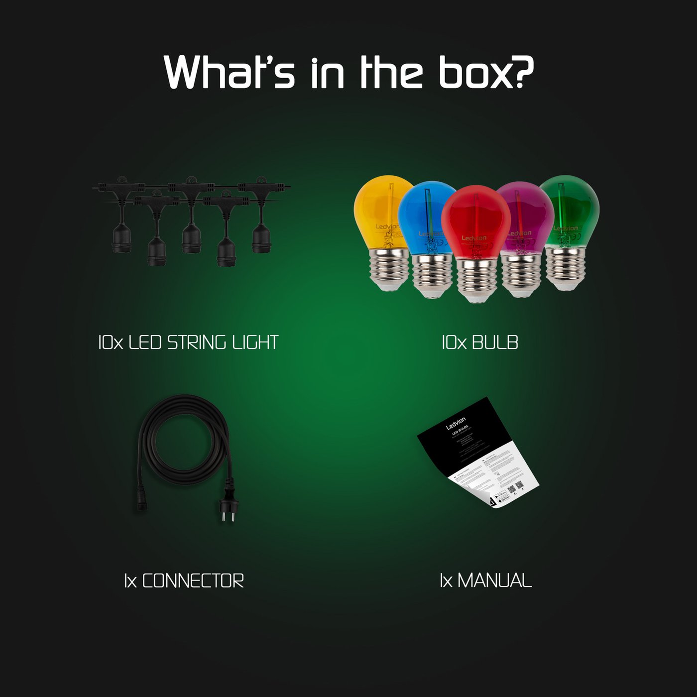 65FT 50 lampadine Luci a stringa per esterni a LED ST38 Lampadina a LED infrangibile in plastica Luci per feste Stringa di luci per patio impermeabile IP65  39