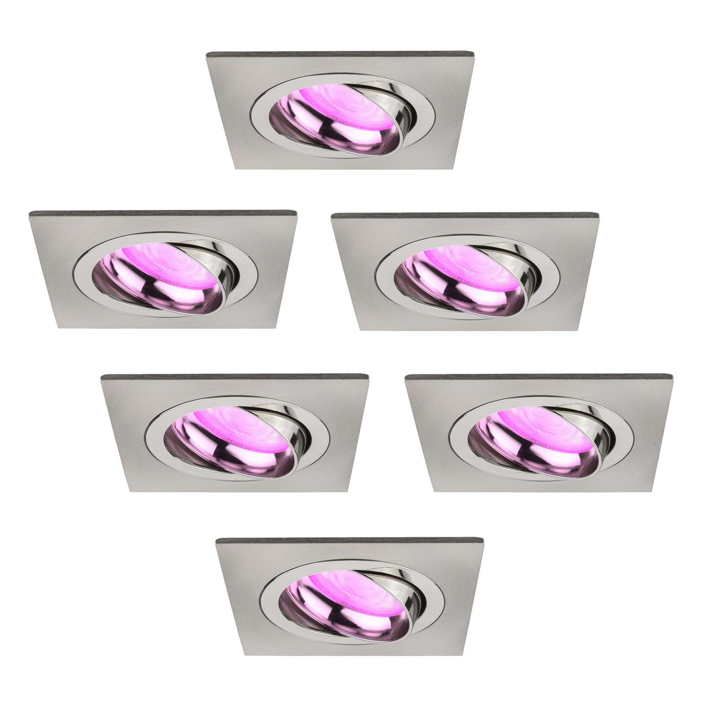 Smart LED Einbaustrahler Edelstahl - Sevilla - Smart WiFi - Dimmbar - RGB+CCT - 6 Pack