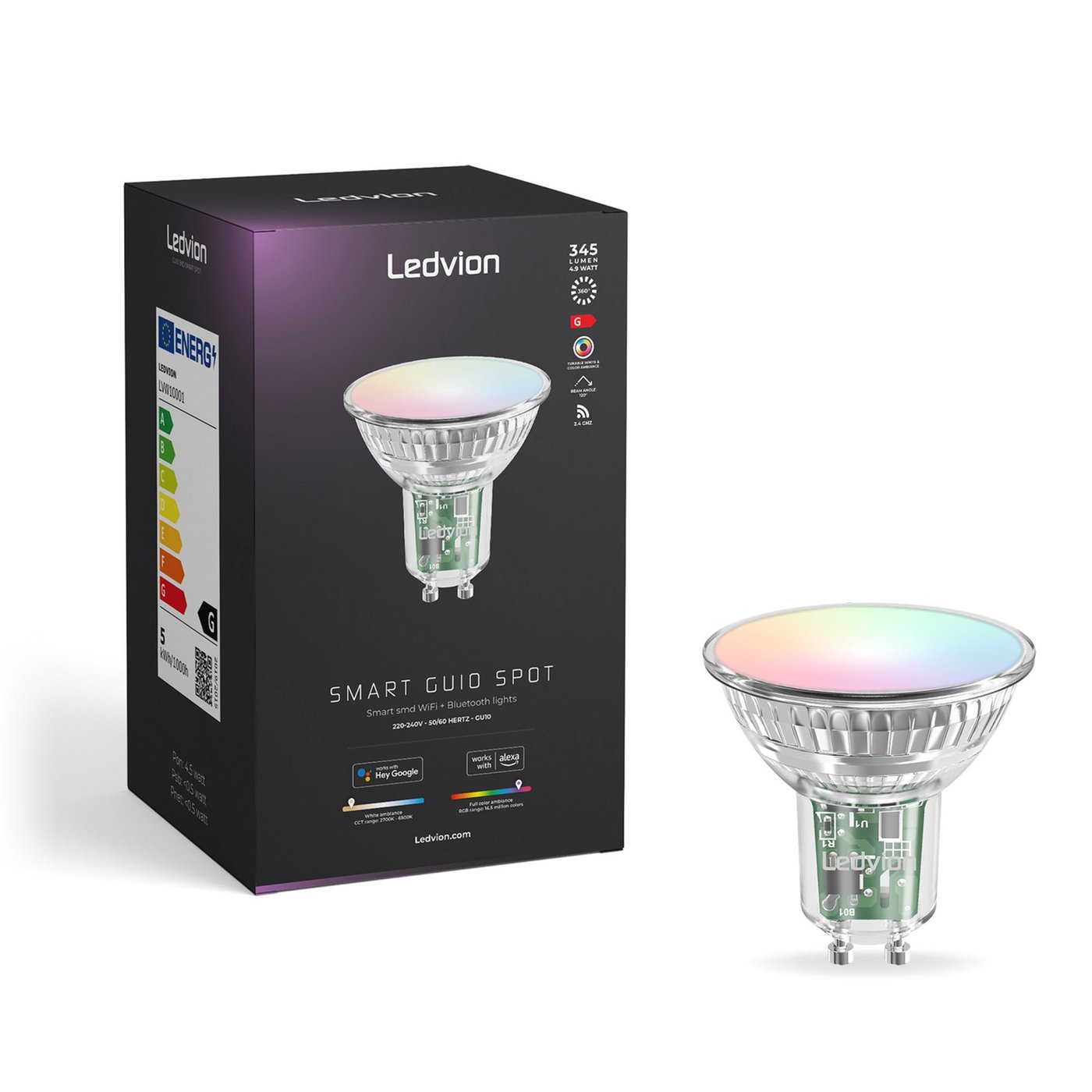 Inteligentna Żarówka RGB+CCT LED GU10 Ściemnialna - WiFi - 4.9W