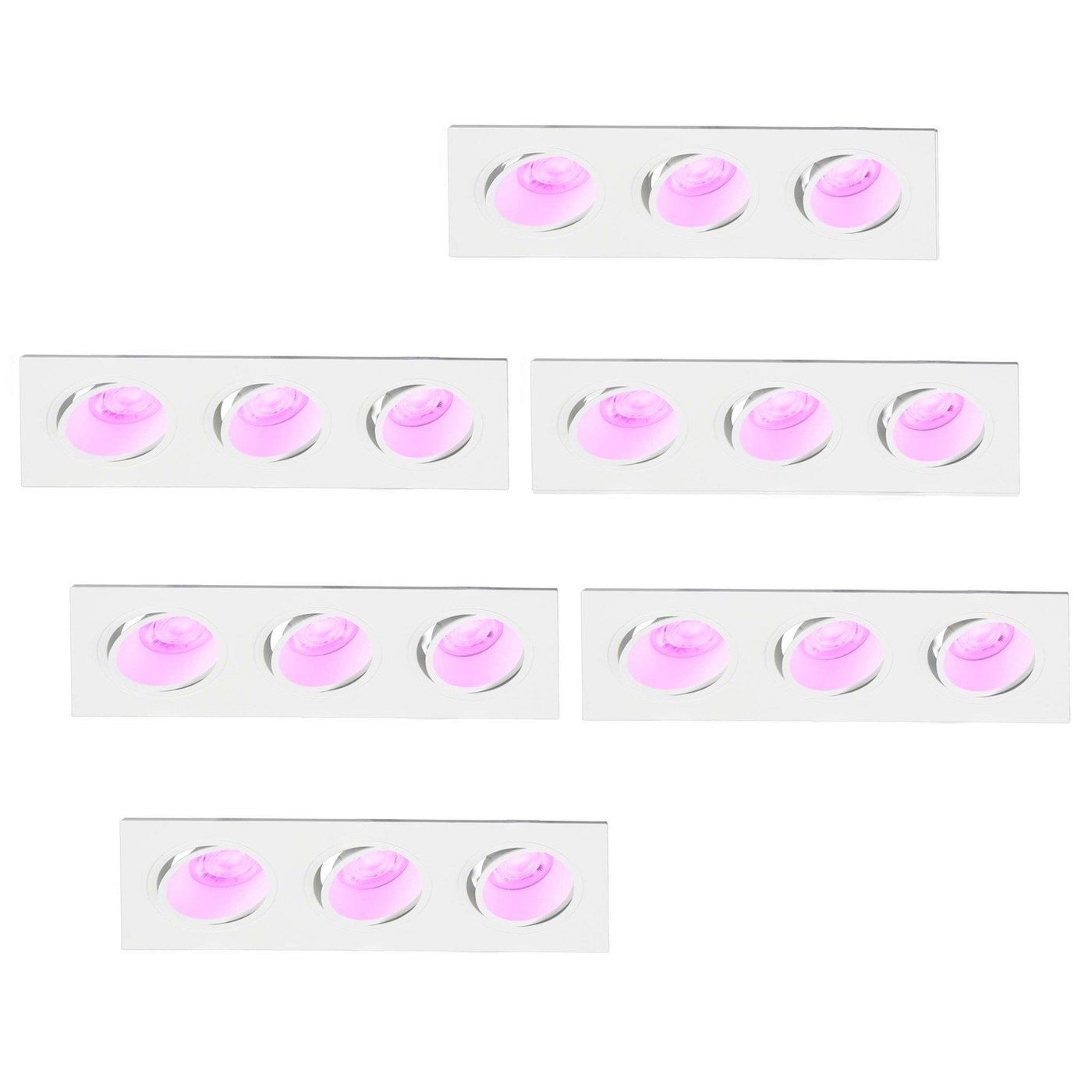 Smarter LED-Einbauspot Dreifach - Rechteck - RGB+CCT - Wit