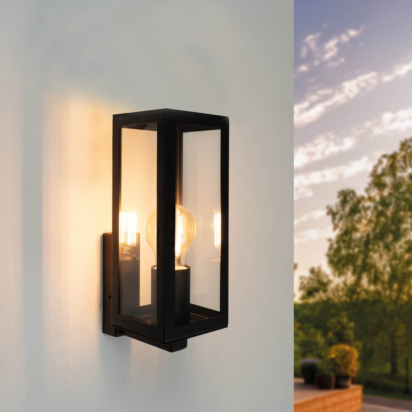 LED Outdoor Wall Light - E27 - Waterproof - Black - Lantern - Modern - Dimmable