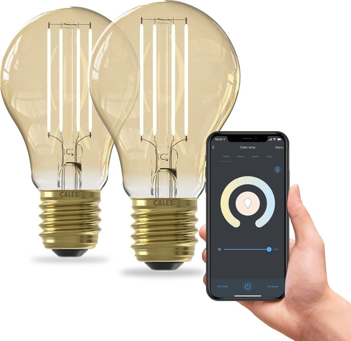 2x Żarówka LED Calex Smart - Złota - Możliwość ściemniania - E27 - 7W - 1800K-3000K