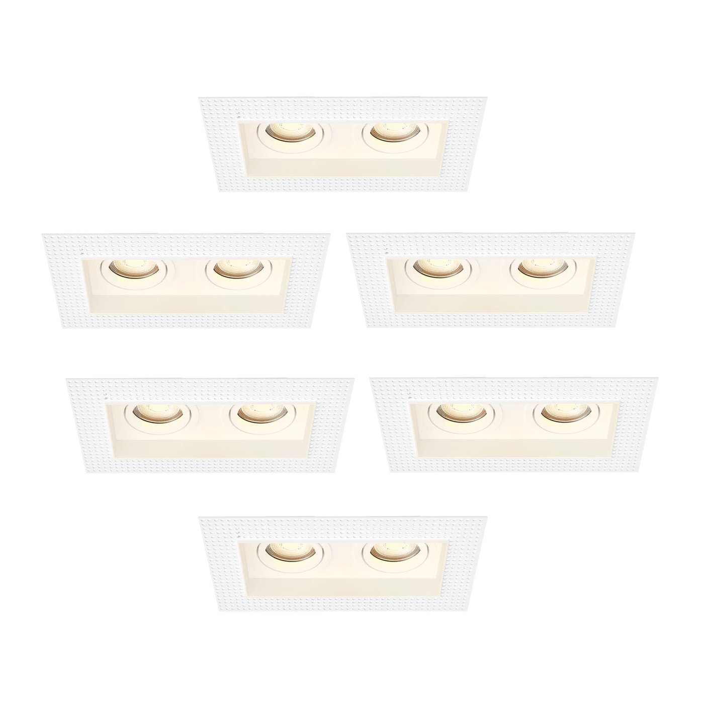 LED Einbaustrahler Dimmbar - Randlos - Weiß - Doppelt - 3W - 2700K - 345 Lumen - 130x130mm - 6 pack