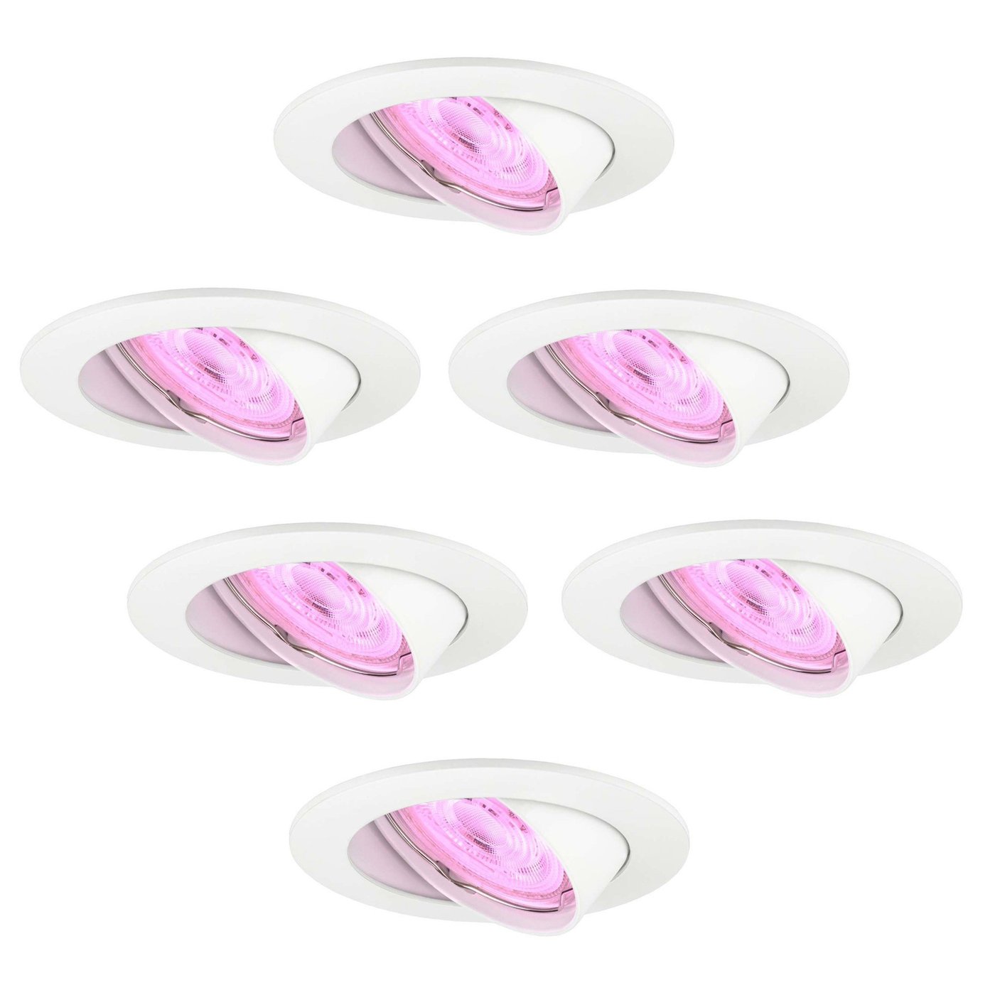 Smart LED inbouwspot Wit - Amsterdam - Smart WiFi - Dimbaar - RGB+CCT - 6 pack