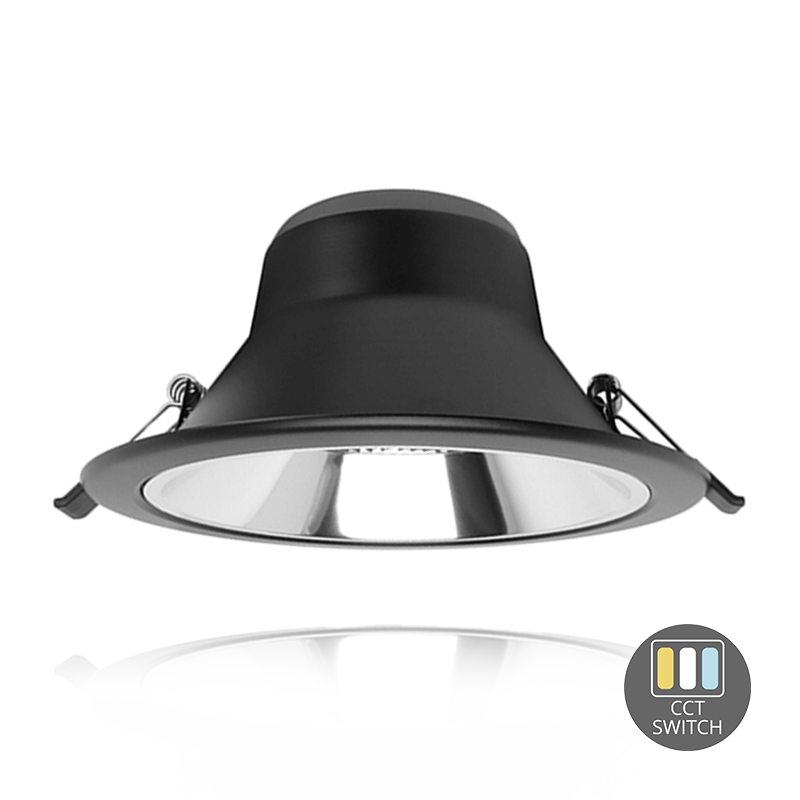 LED Einbauleuchte mit Reflektor - 15W - Ø145 mm - CCT-Schalter - Schwarz - 5 Jahre Garantie