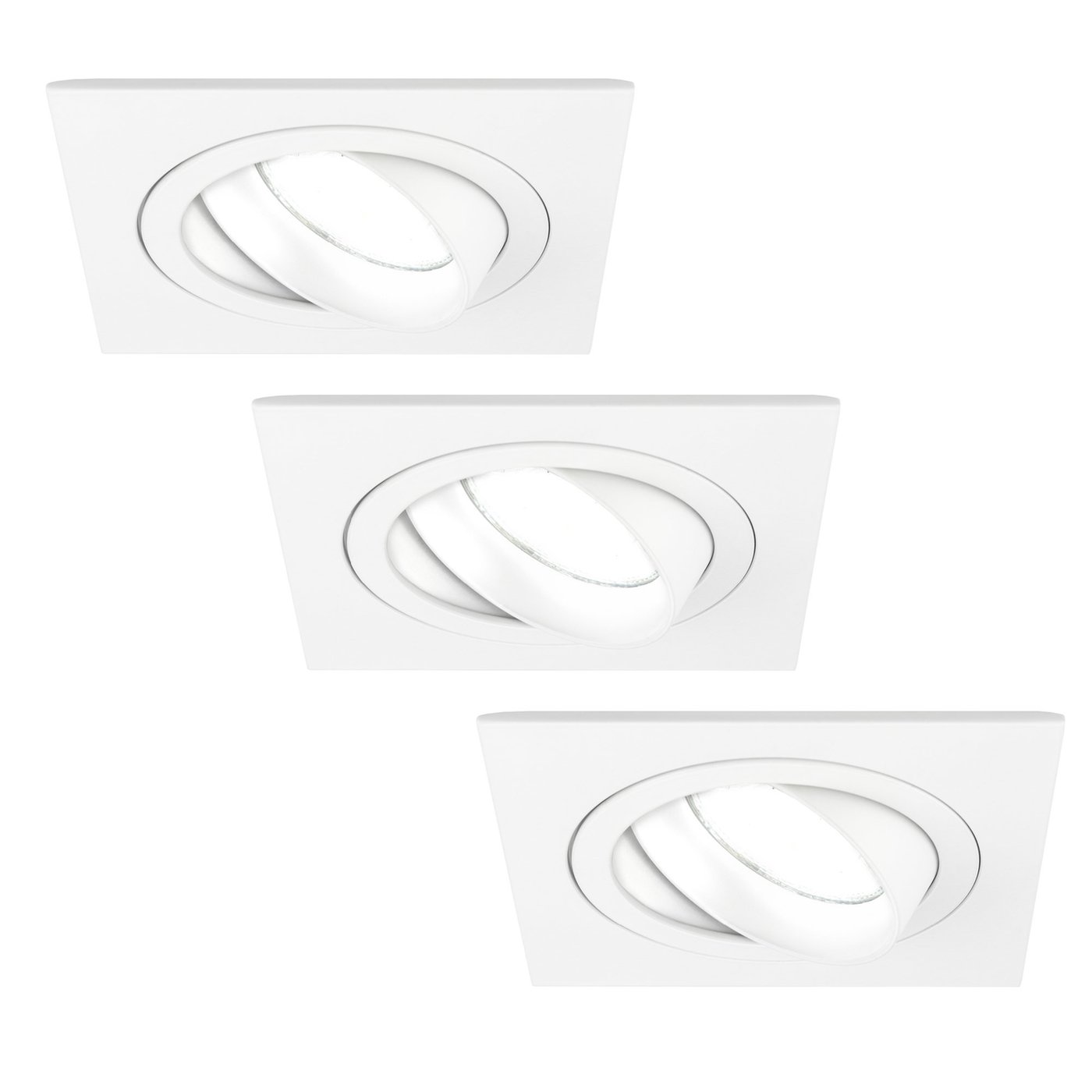 3x Lampy Wpuszczane w Sufit - Białe  - Seville - ściemniane - 5W - 6500K - ø92mm - Kwadratowy