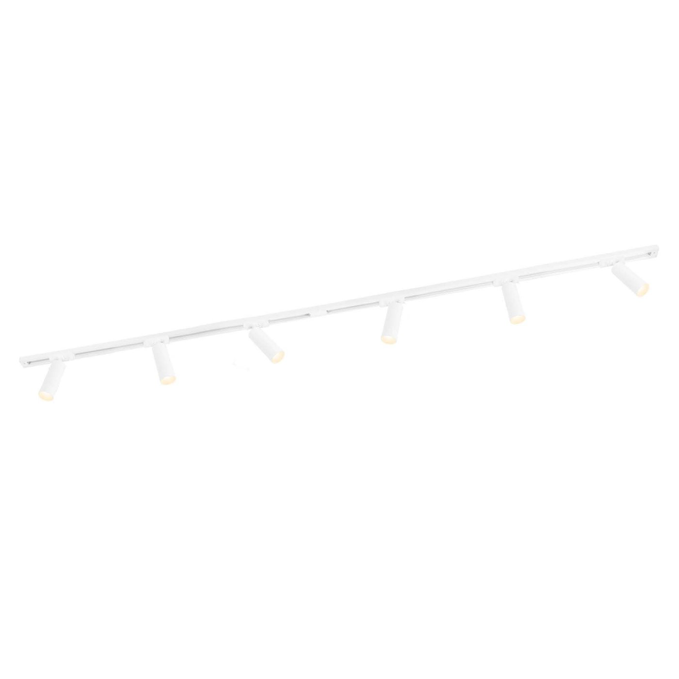 2m LED Schienensystem - 6 Spots - 3W - 2700K - Dimmbar - 1 Phasen - Weiß