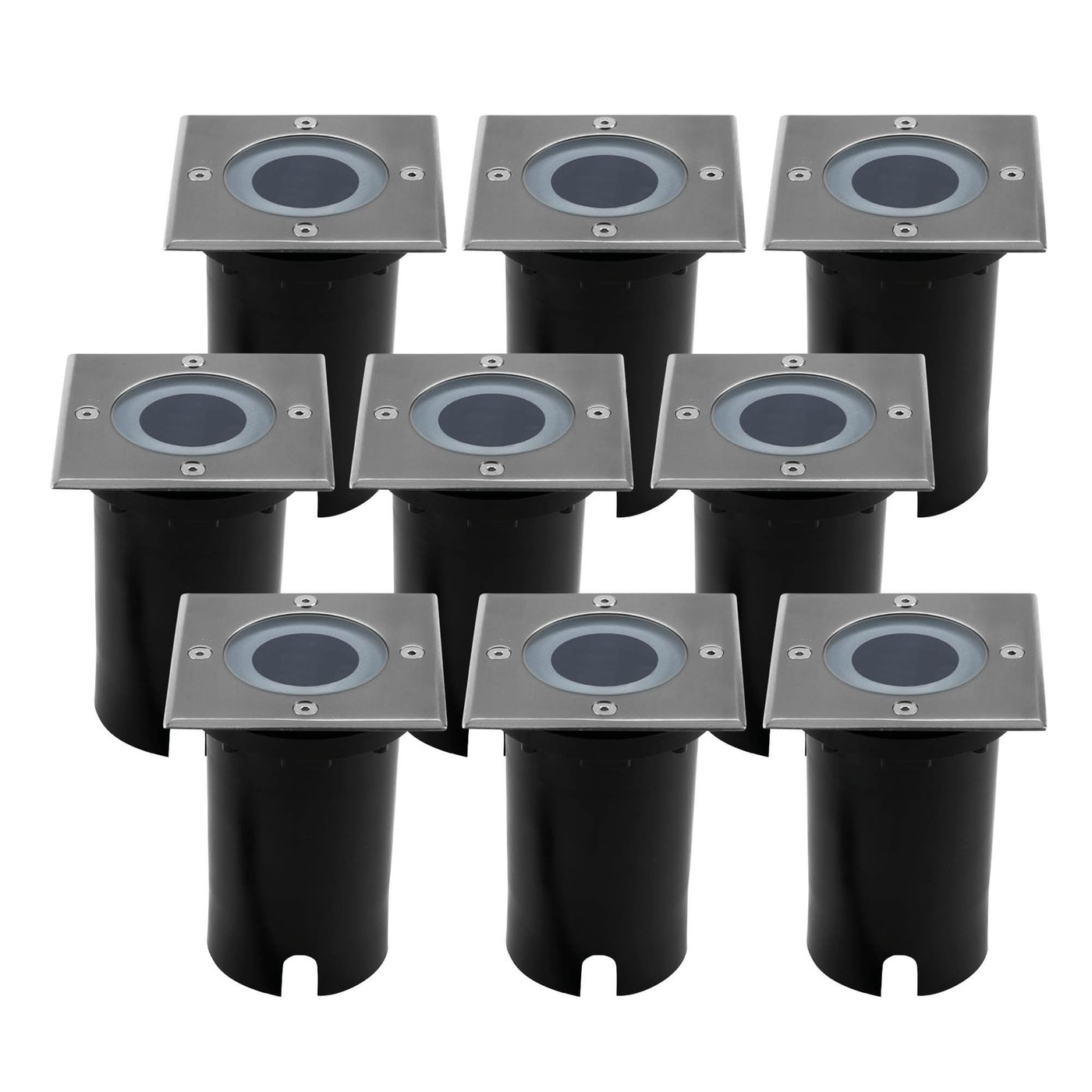 9x IP67 LED Bodeneinbaustrahler Quadrat - GU10