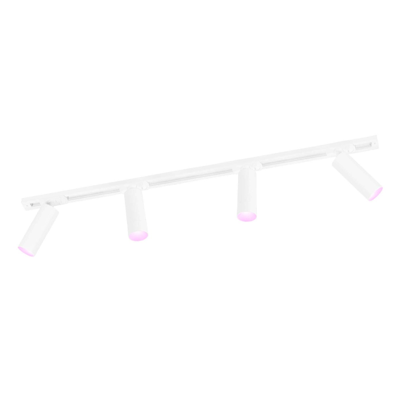 1m Illuminazione a Binario LED Intelligente - 4 Faretti GU10 - 4.9W - RGB+CCT - Dimmerabile - Binario Monofase - Bianco
